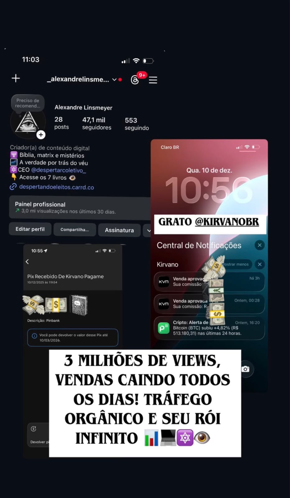 3 milhões de visualizações e vendas
